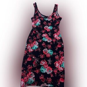 Rue21 Floral Dress - Black with Pink and Green